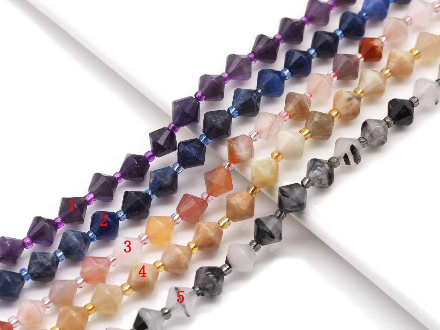 Genuine Bicone Faceted Gemstone Beads, Sku#U1391