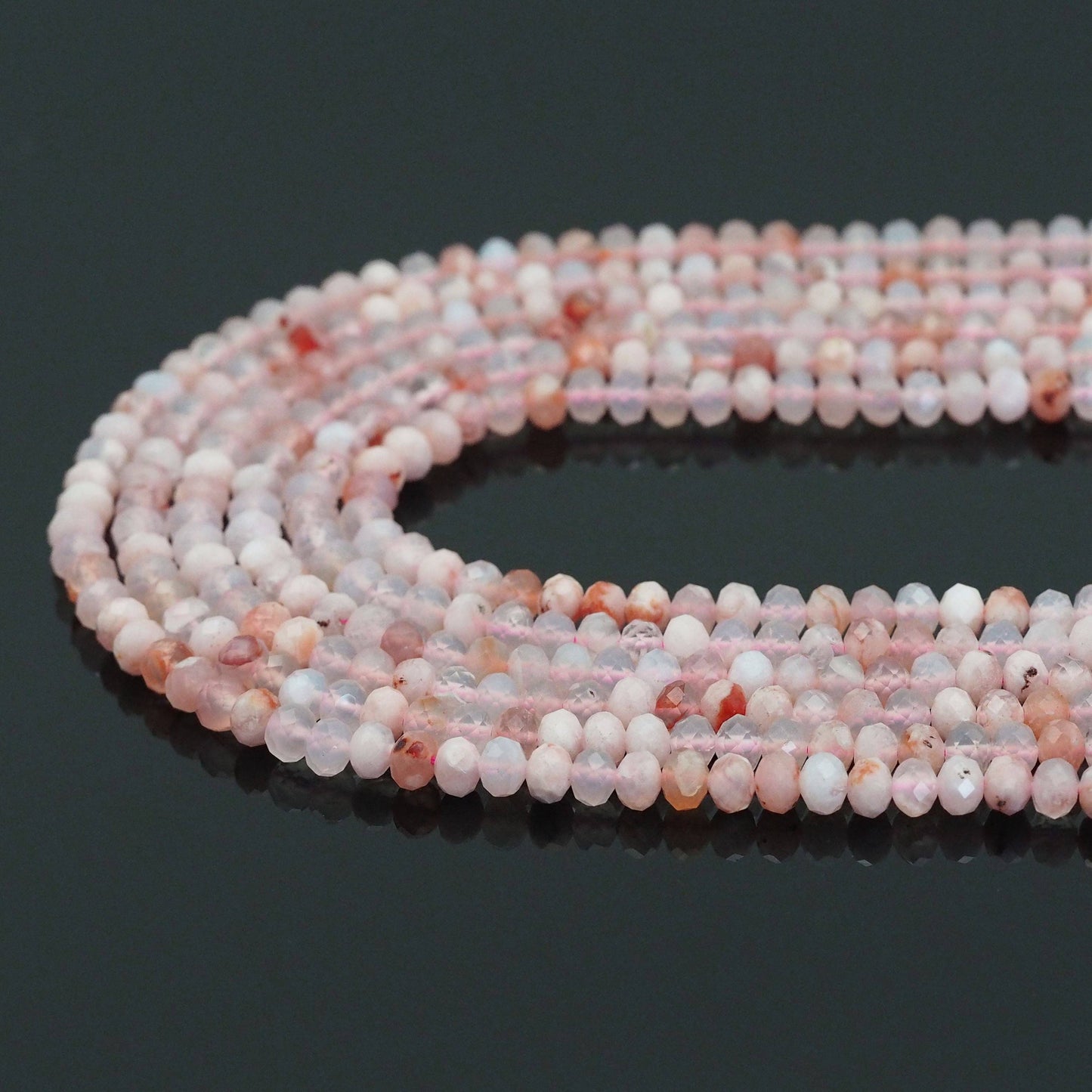 3x5mm Cherry Blossom Agate Faceted Rondelle Beads, Sku#U1665