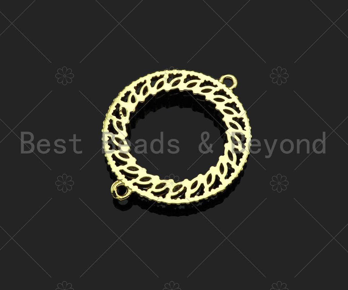 Gold Filled CZ Micro Pave Round Ring Shape Connector, 18K Gold Filled Charm, Necklace Bracelet Connector, 20x24mm,Sku#LK352
