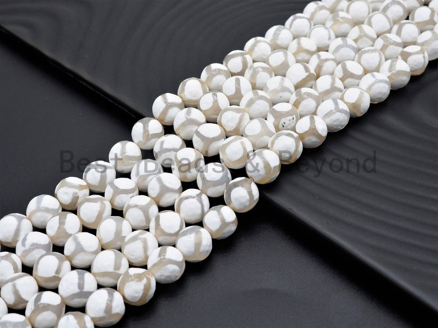 Quality Dzi White Agate beads, Round Faceted with Football line Beads, 6mm/8mm/10mm/12mm, Tibetan Agate,15.5inch strand, SKU#U403