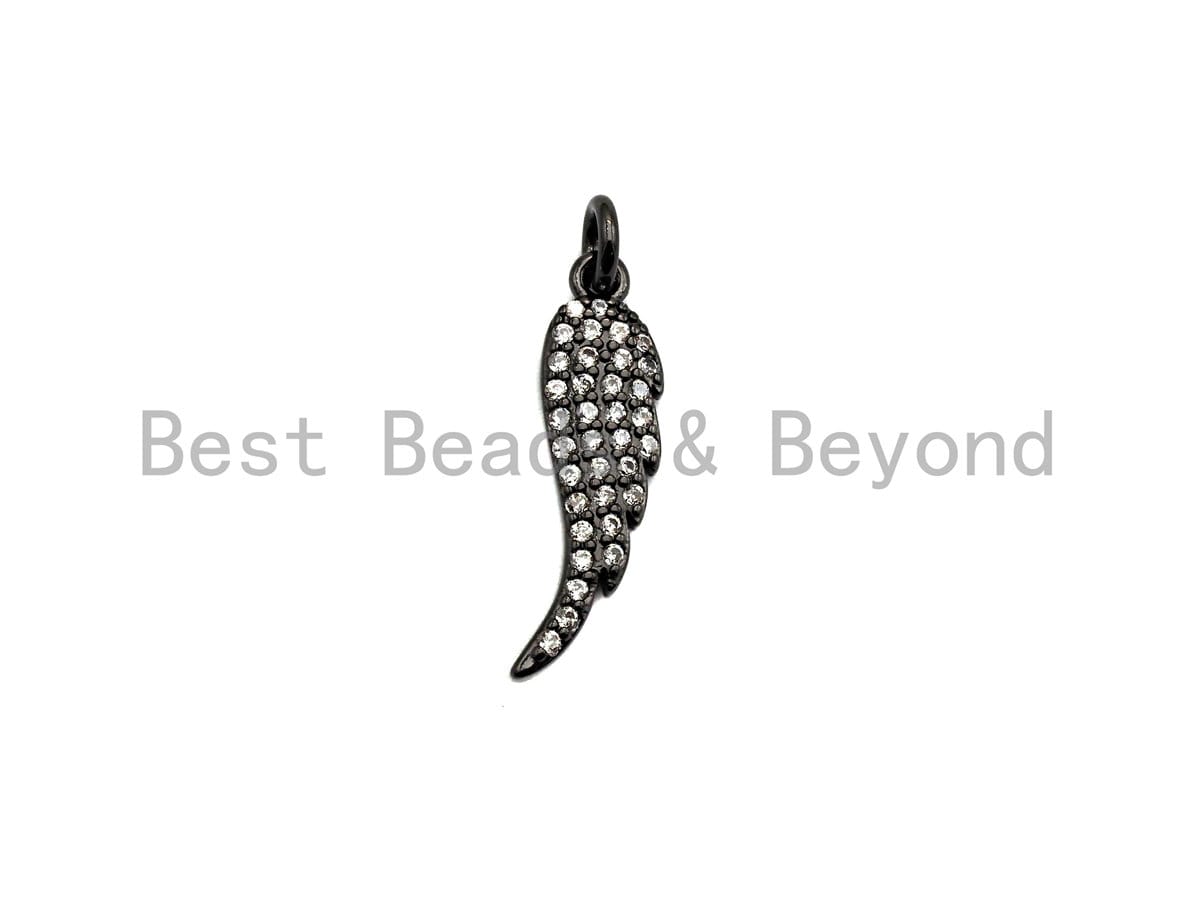 CZ Micro Pave Angel Wing Pendant/Charm, Cubic Zirconia Pendant Charm, 6x23mm,sku#X115