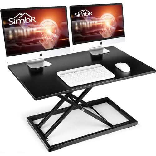 32インチ 高さ調節可能スタンドアップデスクコンバーター ガススプリング式デスクリフター コンバーター 座り立ち両用