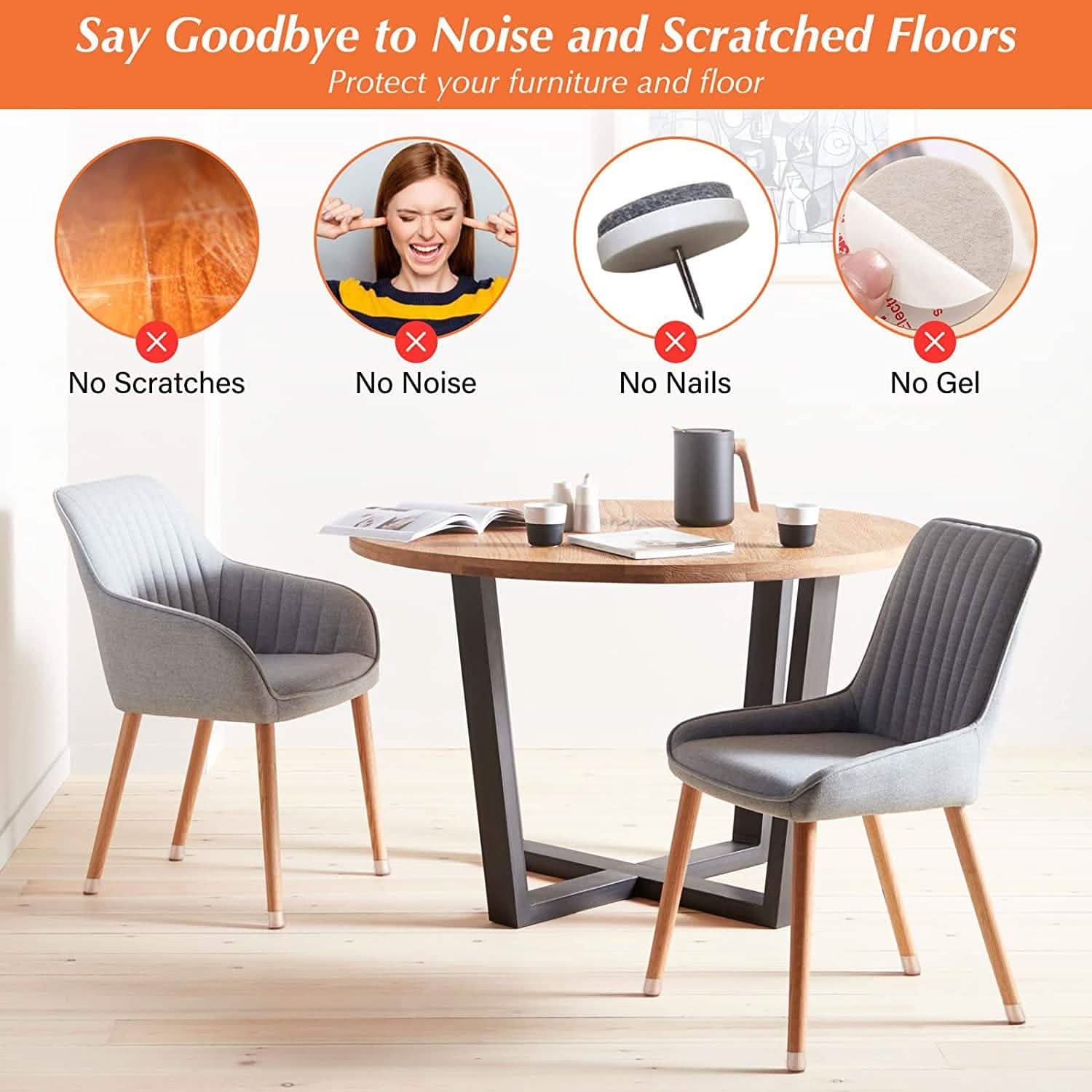 32-Piece: Clear Chair Leg Floor Protectors
