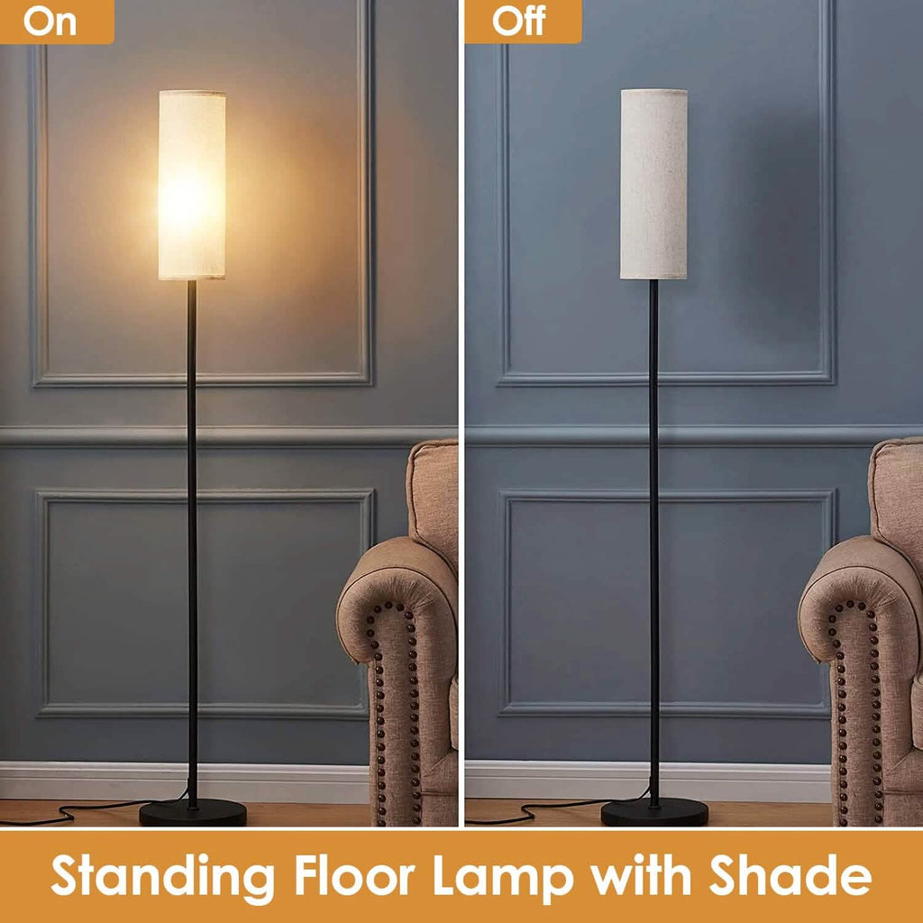 Lampe sur pied moderne, lumière jaune chaude 3200K, avec interrupteur au pied, ampoule 6W
