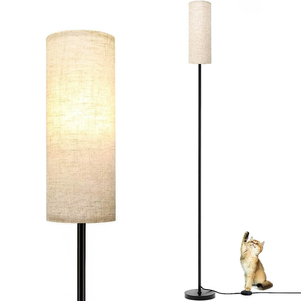 Lampe sur pied moderne, lumière jaune chaude 3200K, avec interrupteur au pied, ampoule 6W