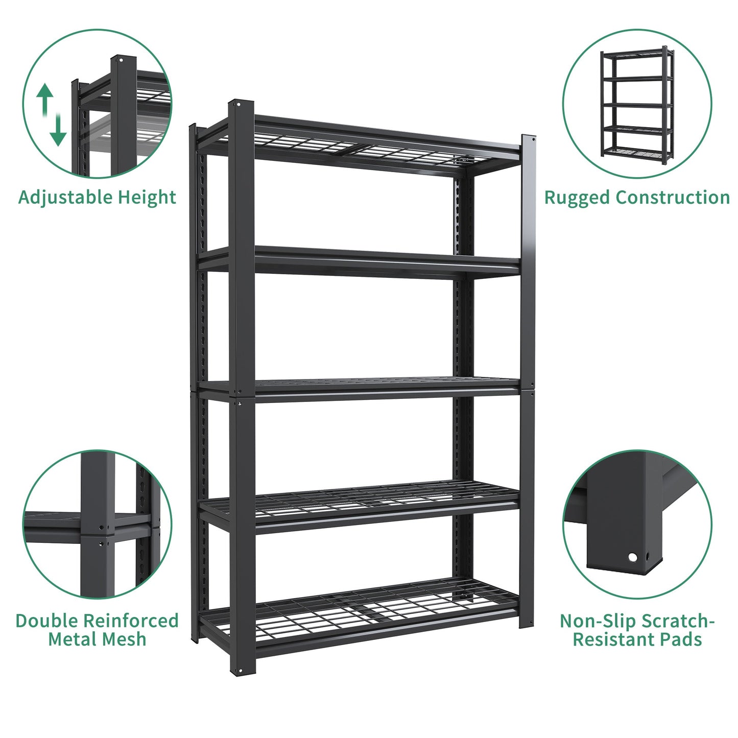 72"H 5-Tier Adjustable Heavy Duty Shelving Rack
