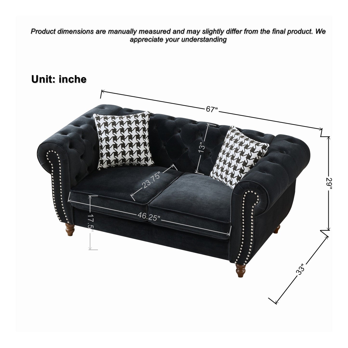 Chesterfield Velvet Upholstered Sofa