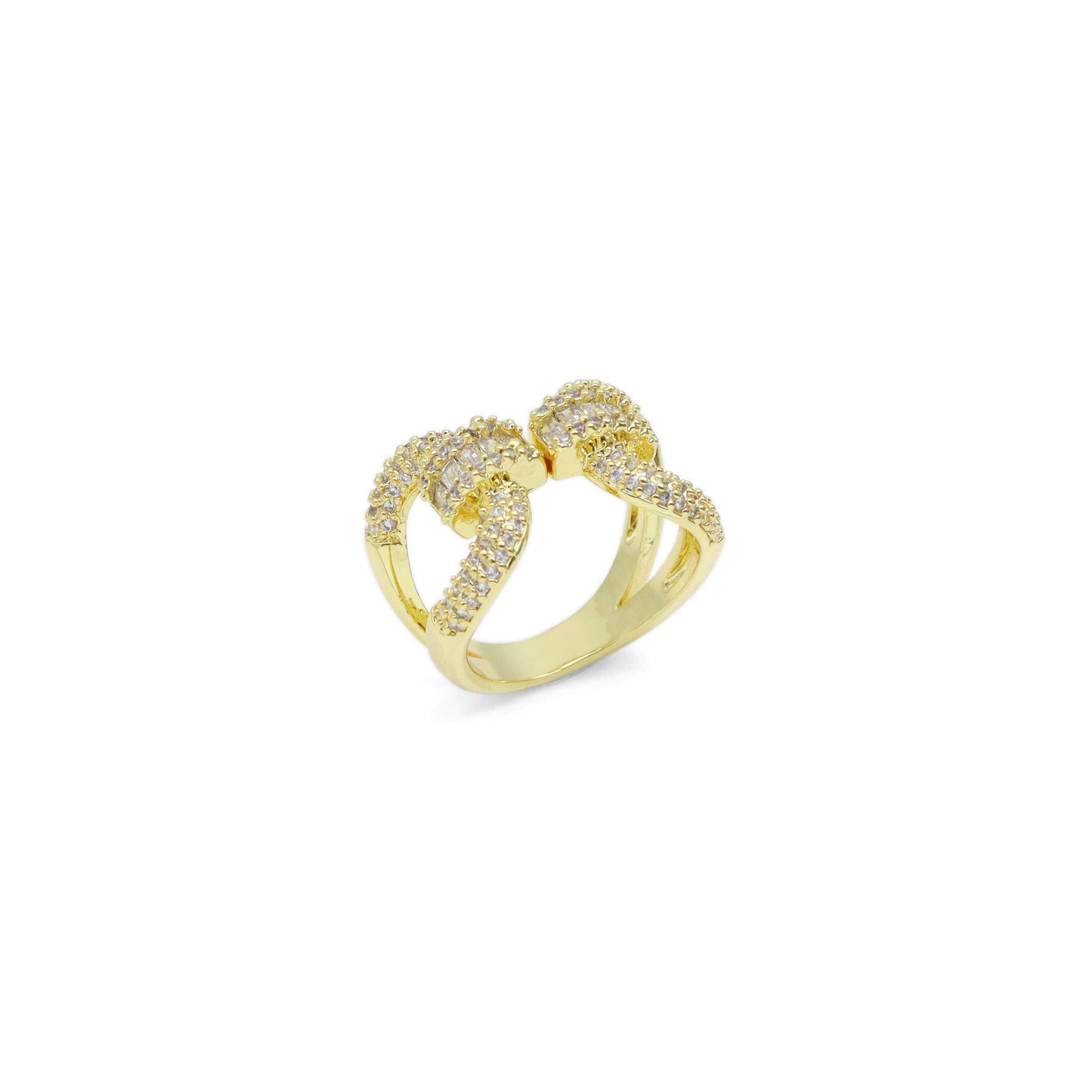 Baguette CZ Double Loop Statement Adjustable Ring, Sku#LX592