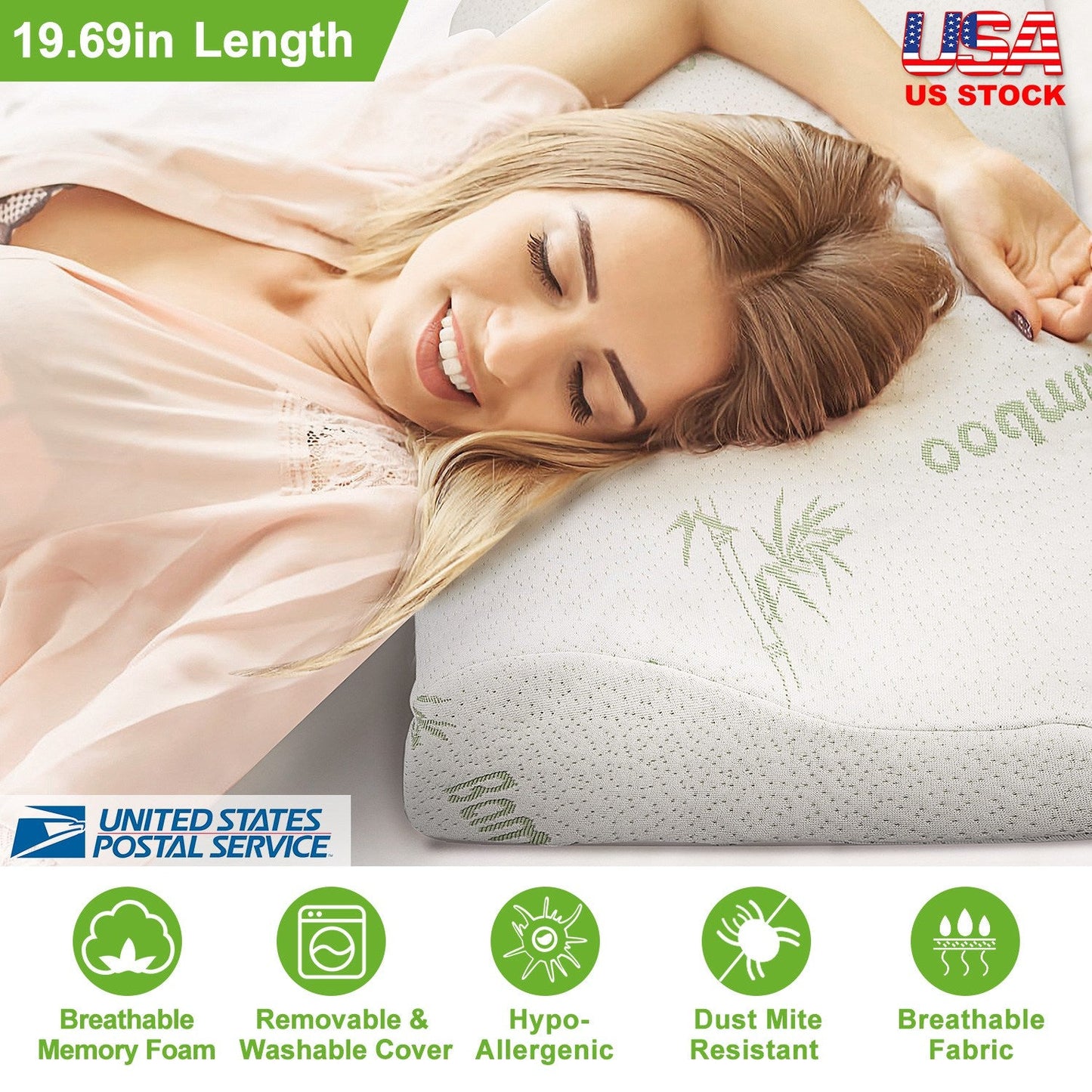 Bamboo Memory Foam Sleep Pillow with Cervical Support