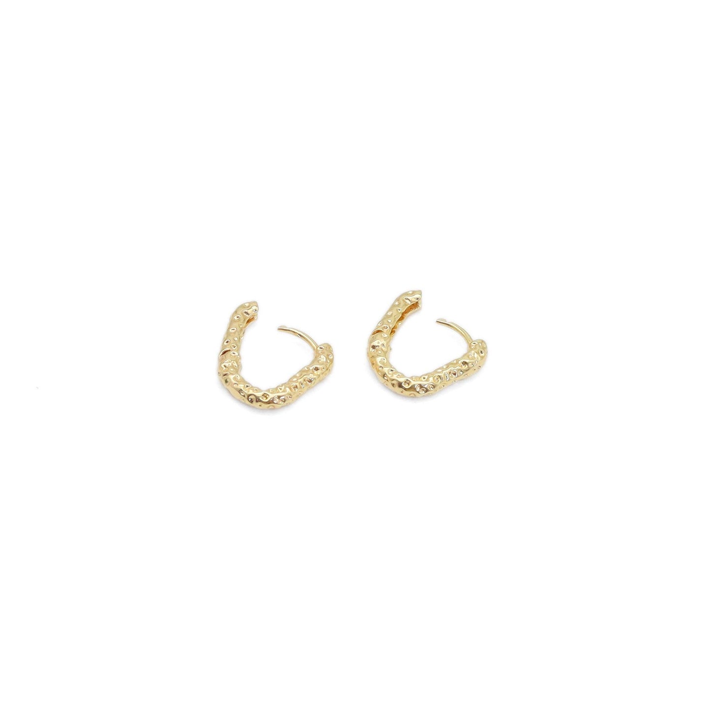 Hammered Gold Rectangle Shape Earrings, Sku#ZX168