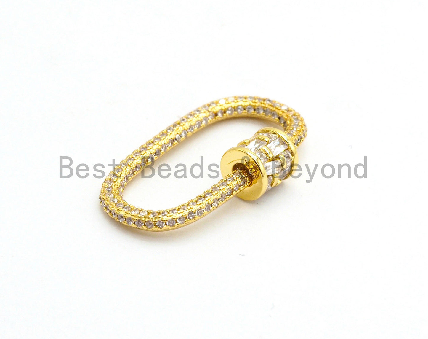CZ Micro Pave Oval Shape Clasp, Gold/Rose gold/Gunmetal/Silver Plated Clasp, 15x29mm, sku#H144