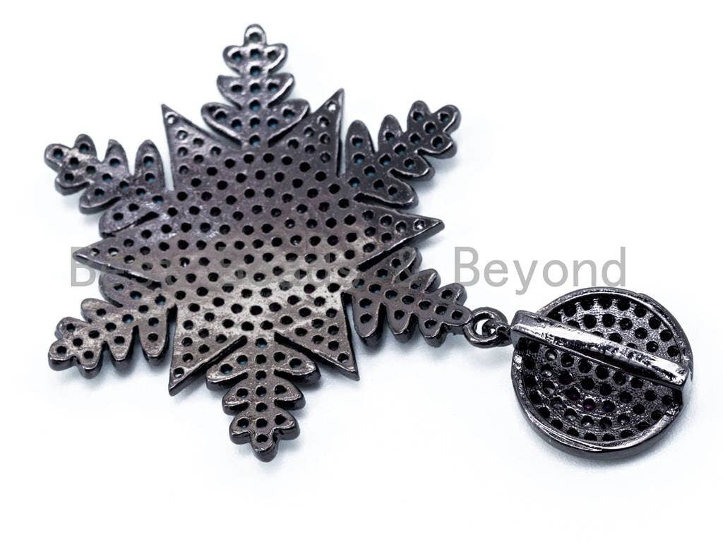 CZ Colorful Micro Pave Snowflake Pendant with Round Paved Bail, CZ Earrings Necklace Pendant Charm, 29x48mm, sku#L102