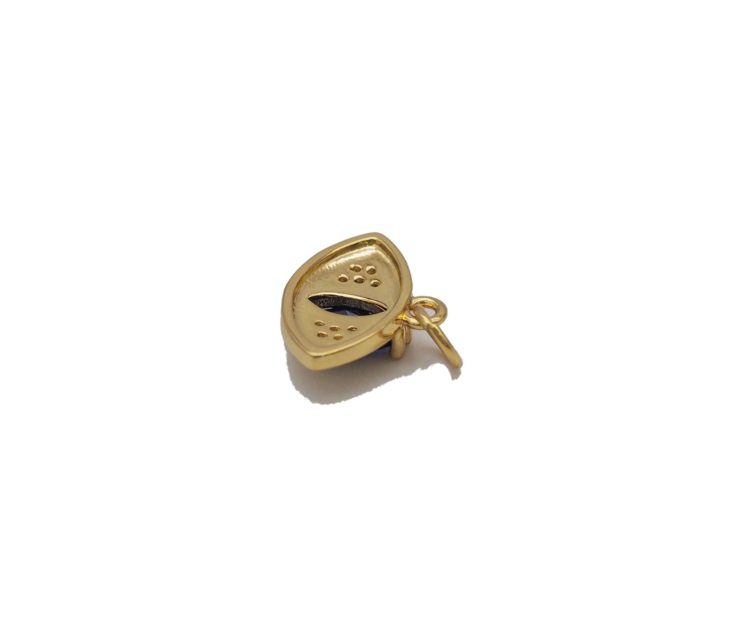 Gold Oval Cobalt Stone Evil Eye Charm, Sku#Y745