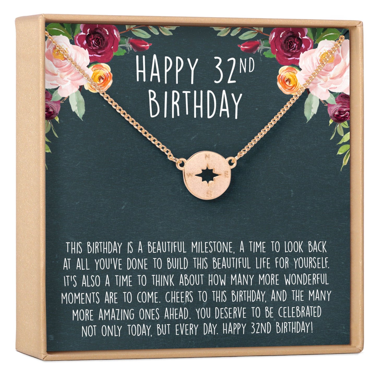 32nd Birthday Necklace, Multiple Styles