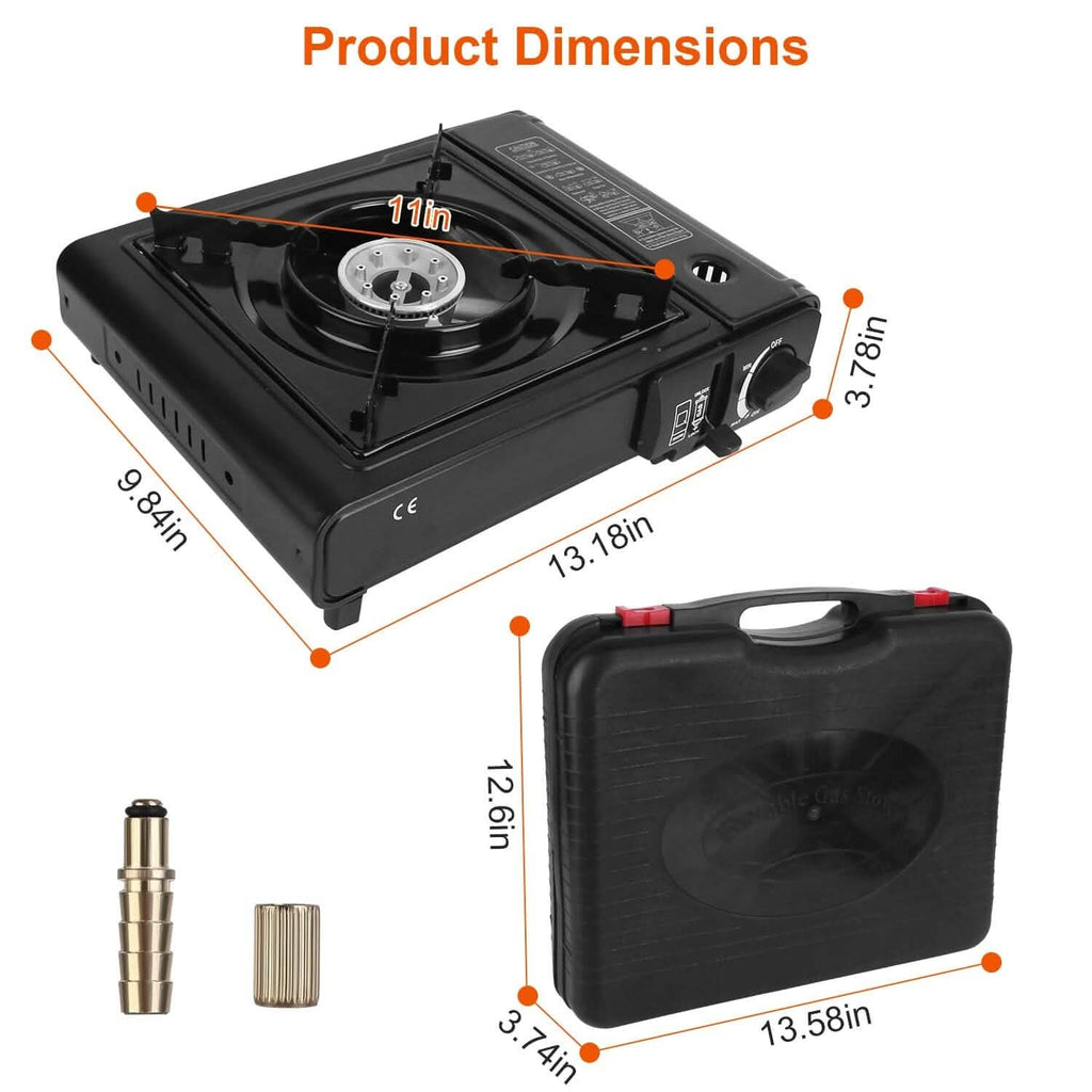 Réchaud de camping portable 3300 W à double combustible pour cartouche de butane