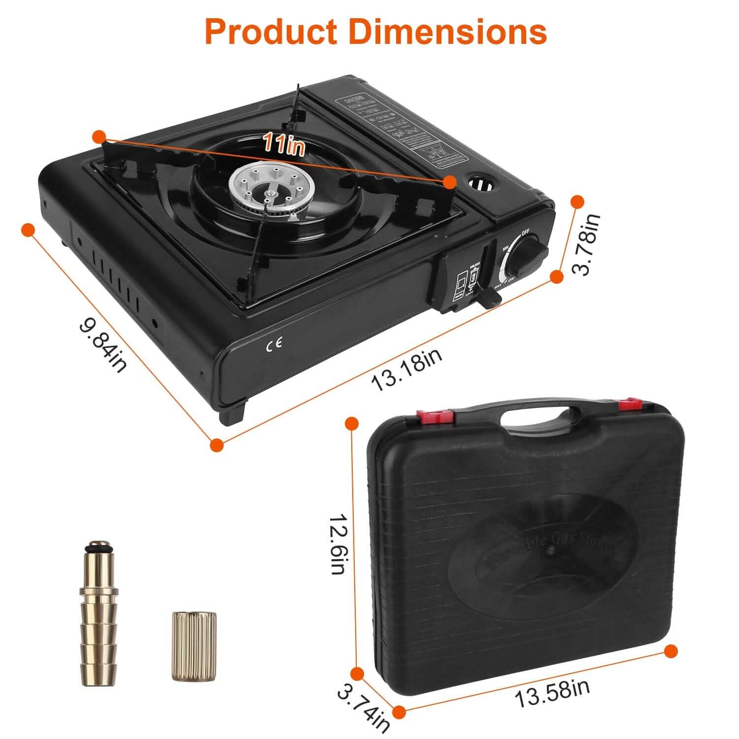 Réchaud de camping portable 3300 W à double combustible pour cartouche de butane