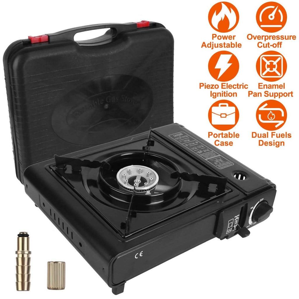 Réchaud de camping portable 3300 W à double combustible pour cartouche de butane