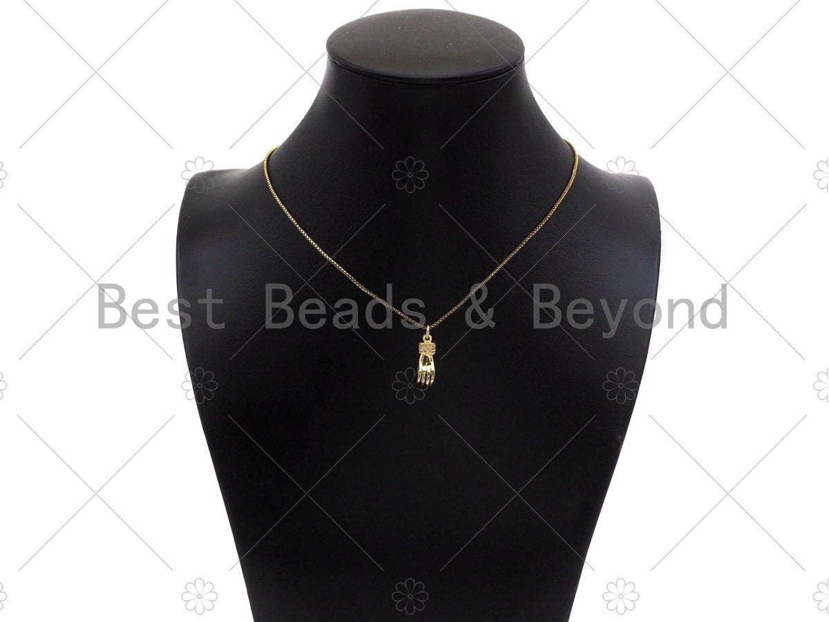 CZ Micro Pave Hand Shape Pendant/Charm,Cubic Zirconia Gold/Silver/Black Charm, Necklace Bracelet Charm Pendant, 6x18mm, Sku#L548