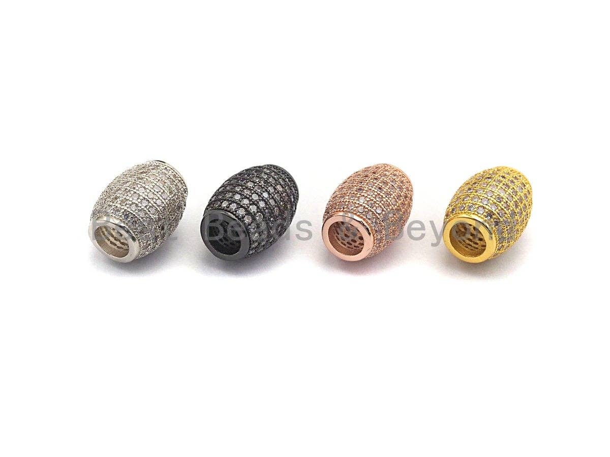 CZ Micro Pave Large Hole Drum Barrel Spacer Beads for Bracelet/Necklace, Cubic Zirconia Big Hole Spacer Beads, 10x12mm, sku#X106