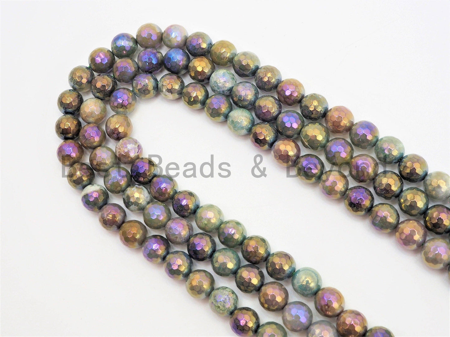 Mystic Plated Faceted Indian Agate Beads, SKU#U426
