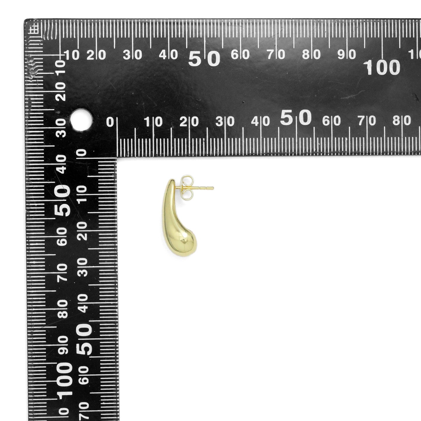 Gold Long Teardrop Shape Stud Earrings, Sku#A273