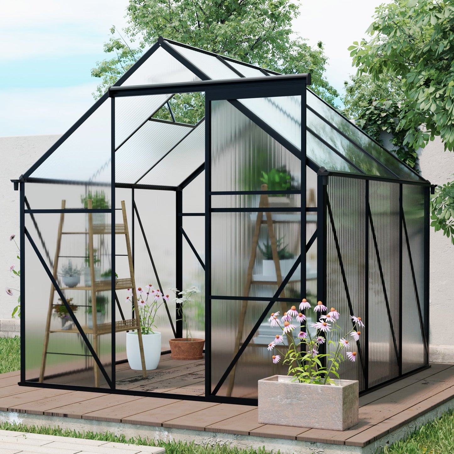 6X6FT Black Polycarbonate Greenhouse