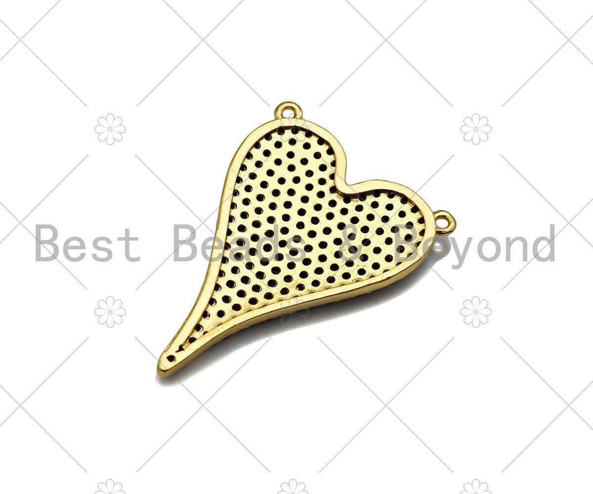 Gold Filled Black CZ Micro Pave Heart Shape Pendant, 18K Gold Filled Heart Charm, Necklace Bracelet Charm Pendant,20x28mm,Sku#LK332