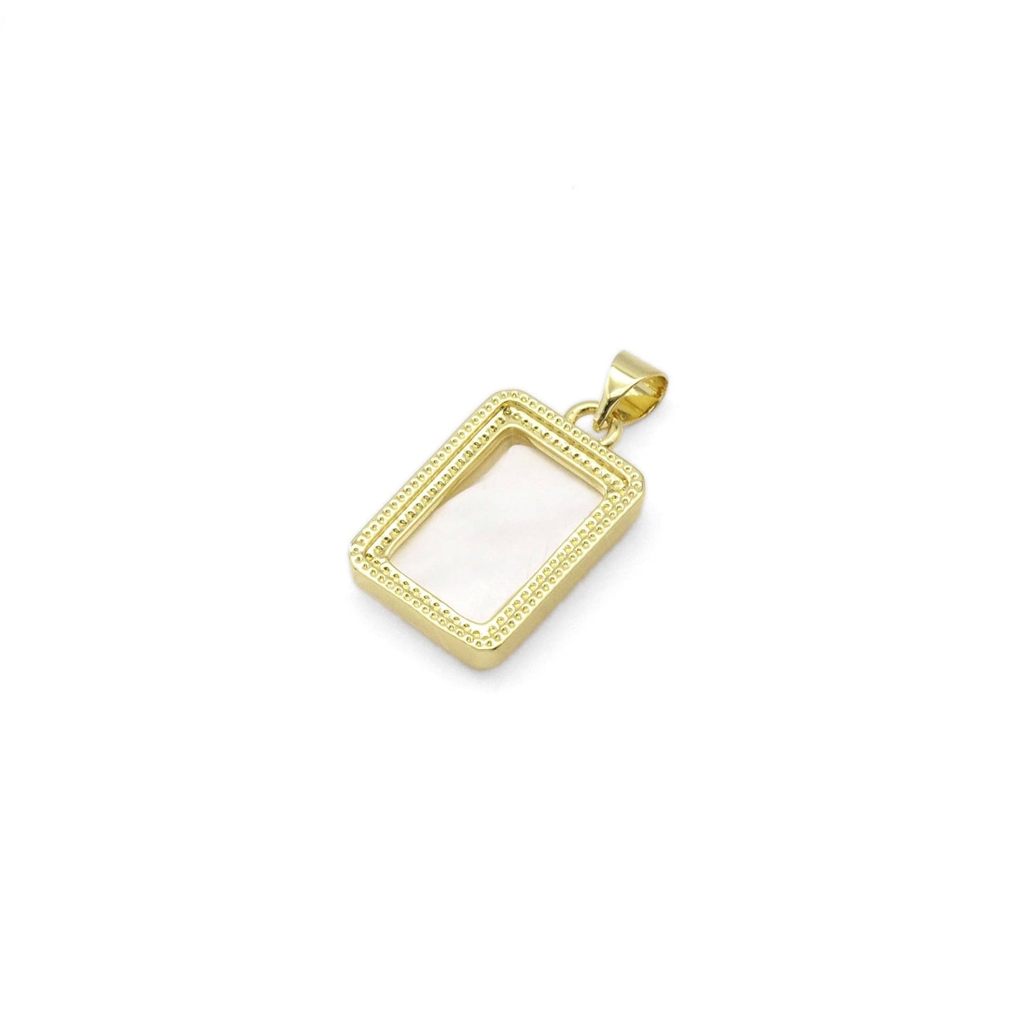 Mother of Pearl Heart Hand Dog Tag Charm, Sku#LX305