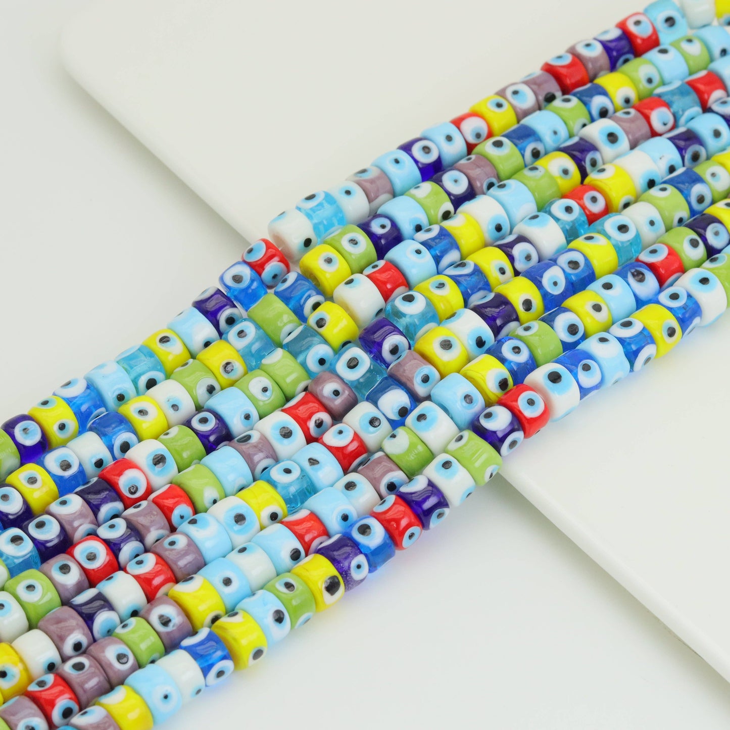 7x11mm Evil Eye Glaze Rondelle Beads, Sku#U1971