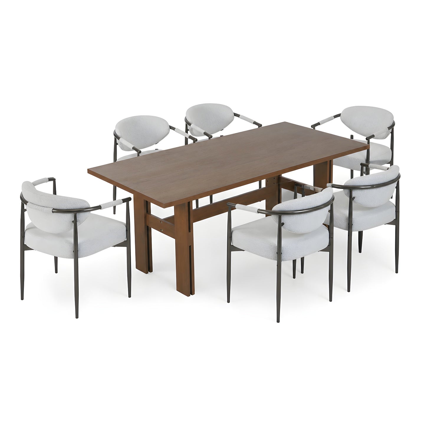 7 Pieces Modern Oval Dining Set