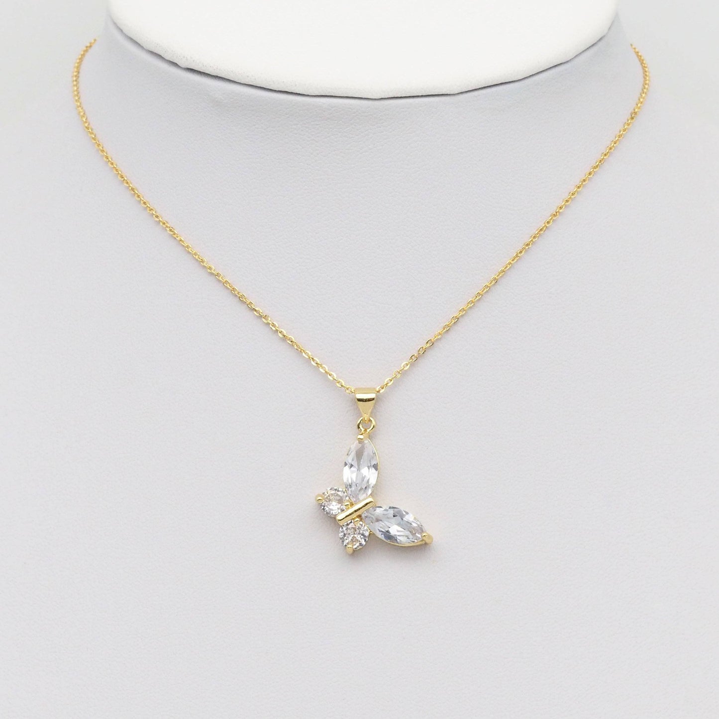 Clear CZ Gold Butterfly Charm, Sku#LK890