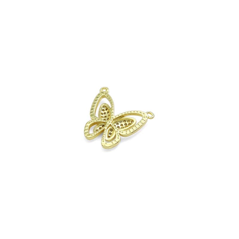 CZ Butterfly Connector Charm, Sku#LK920