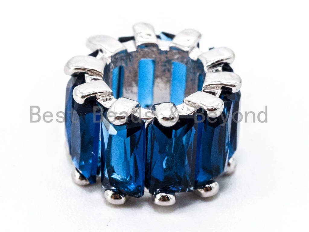 6x10mm CZ Micro Pave Big Hole Tube Beads, European Large Hole Beads, sku#G271