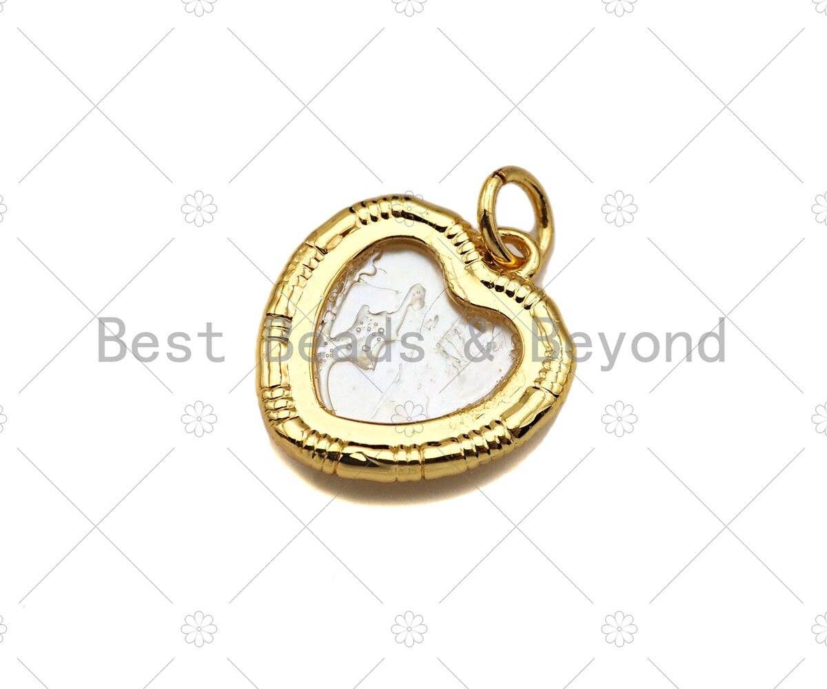 Dainty Mother of Pearl On Heart Shape Pendant/Charm, Bracelet Necklace Natural Mother of Pearl Charm, Heart Pendant Charm, 16x14mm,Sku#L447
