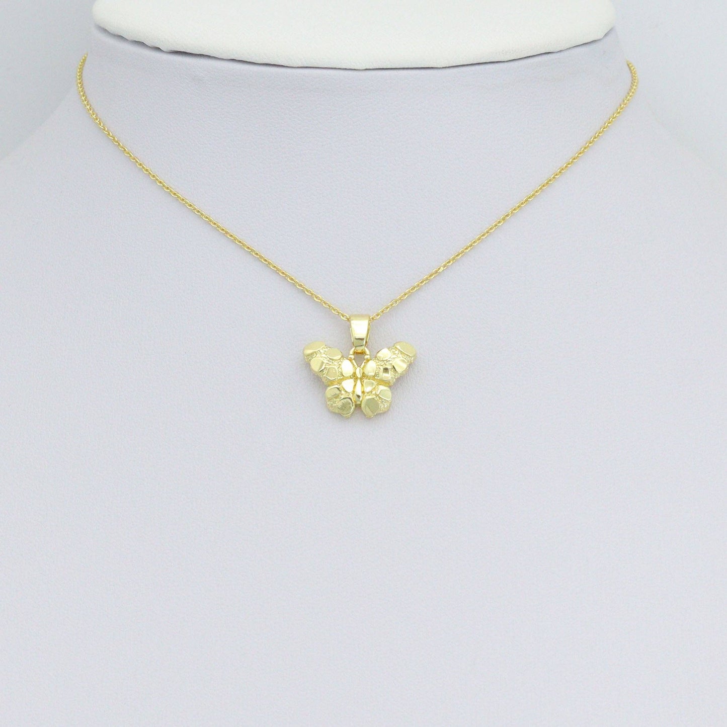 Gold Nugget Texture Butterfly Charm Pendant,Sku#LX856
