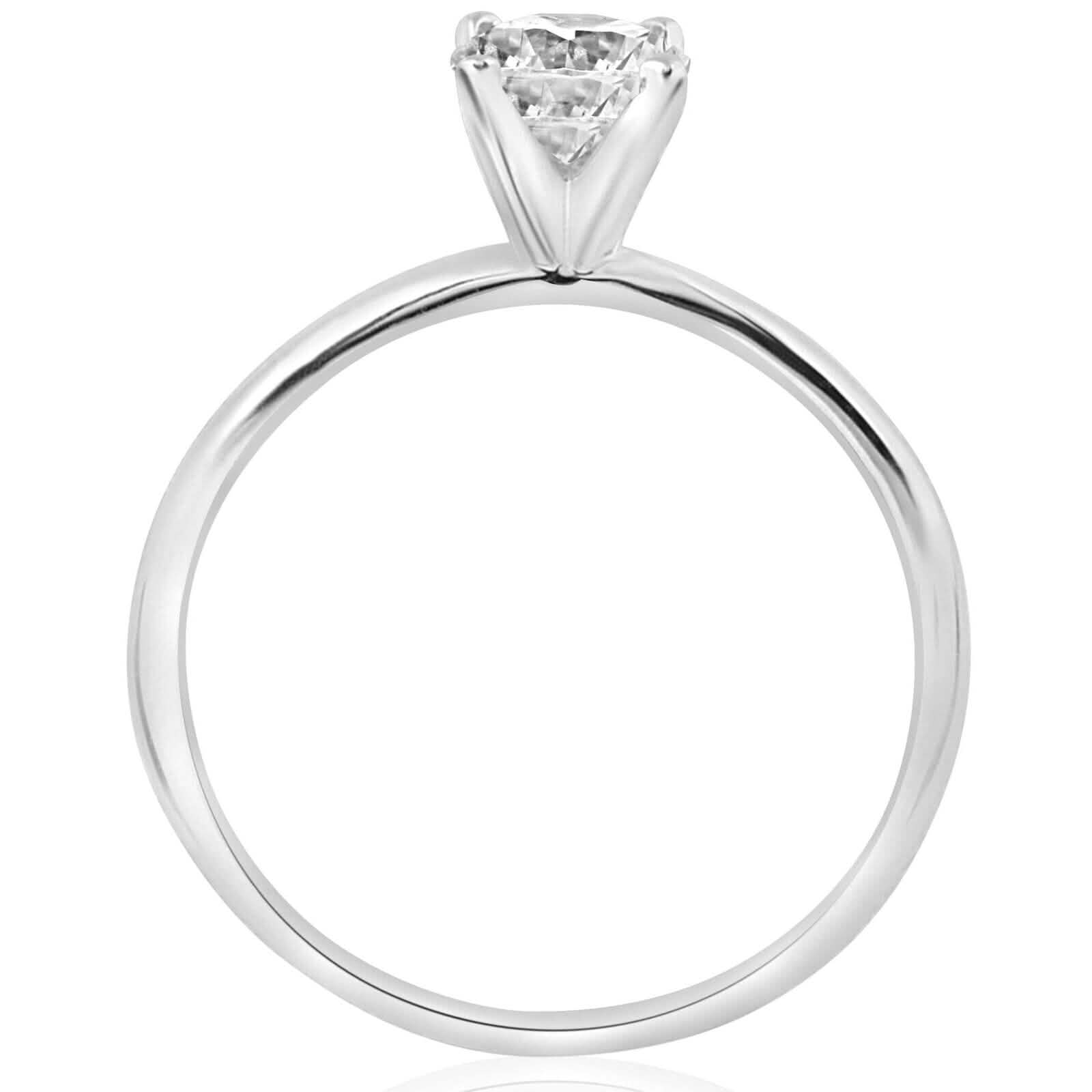 3/4 Ct ラウンドカット 天然ダイヤモンド ソリティア 婚約指輪 14k ホワイトゴールド