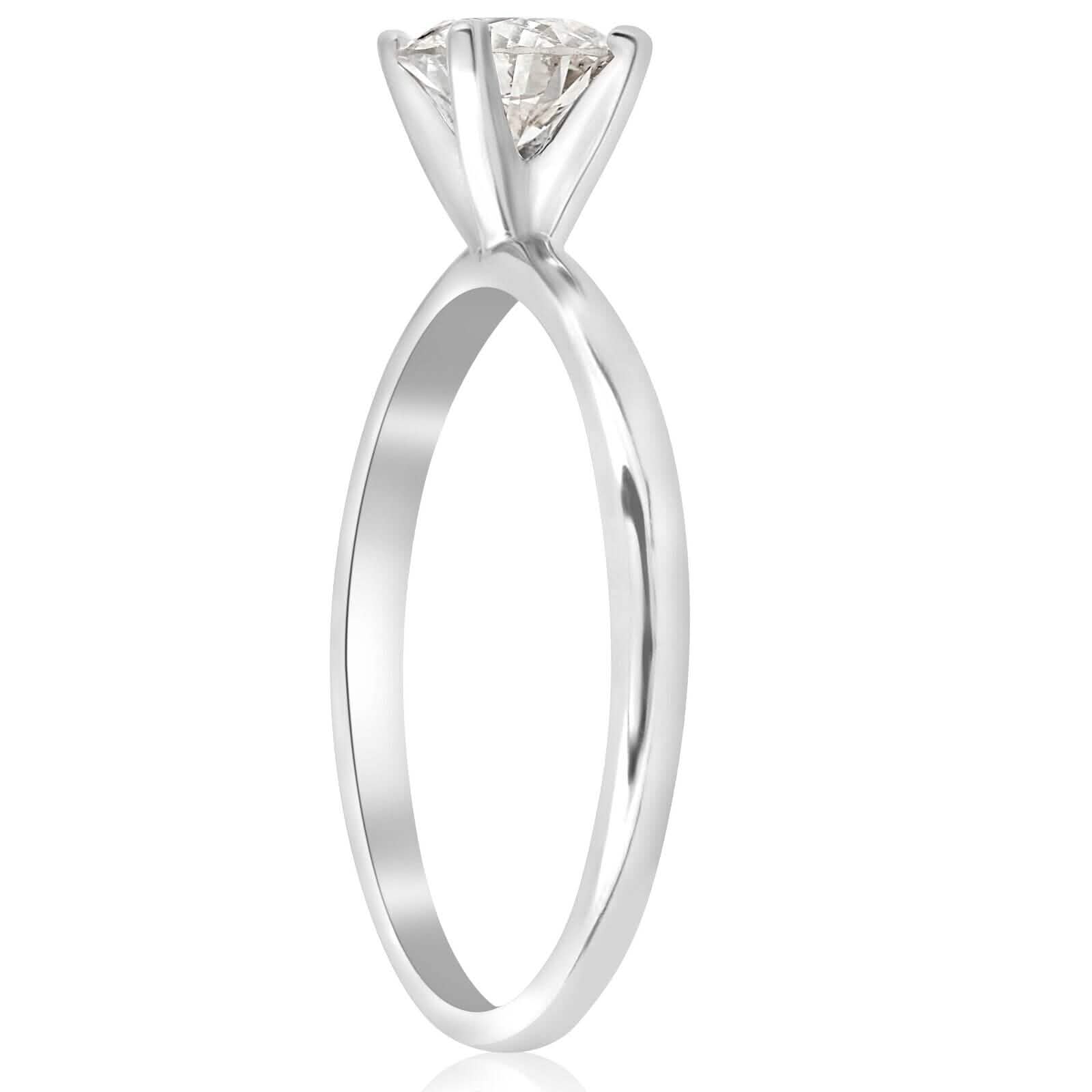 3/4 Ct ラウンドカット 天然ダイヤモンド ソリティア 婚約指輪 14k ホワイトゴールド