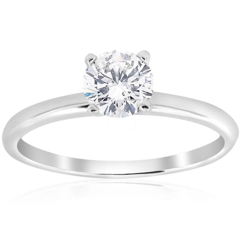 3/4 Ct ラウンドカット 天然ダイヤモンド ソリティア 婚約指輪 14k ホワイトゴールド