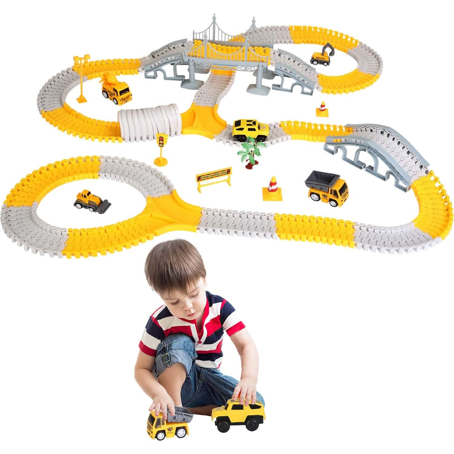 340-Piece: Construction Race Track Toy Set