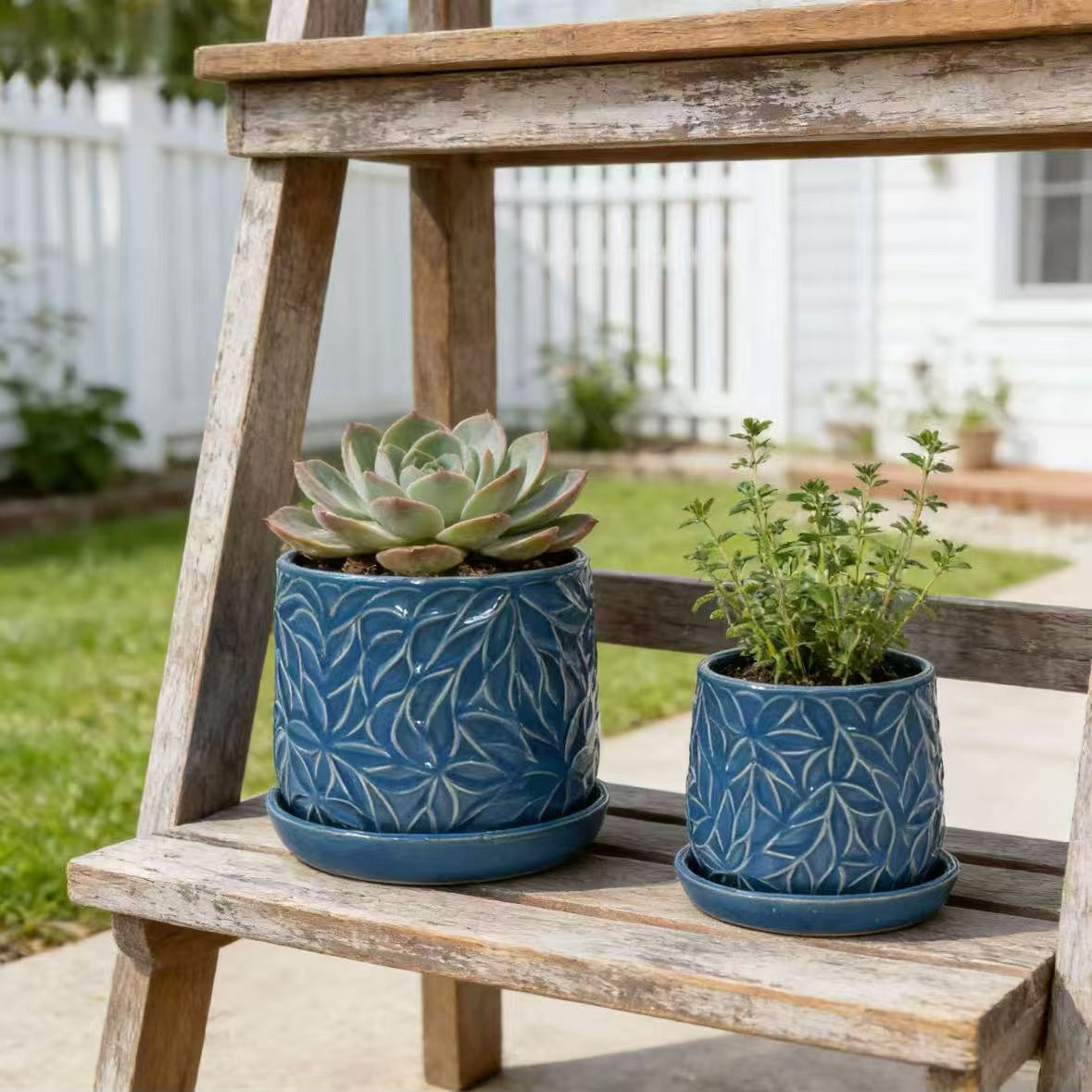 Handmade Ceramic Planter Set of 2, 6" & 8" Diameter, Deep