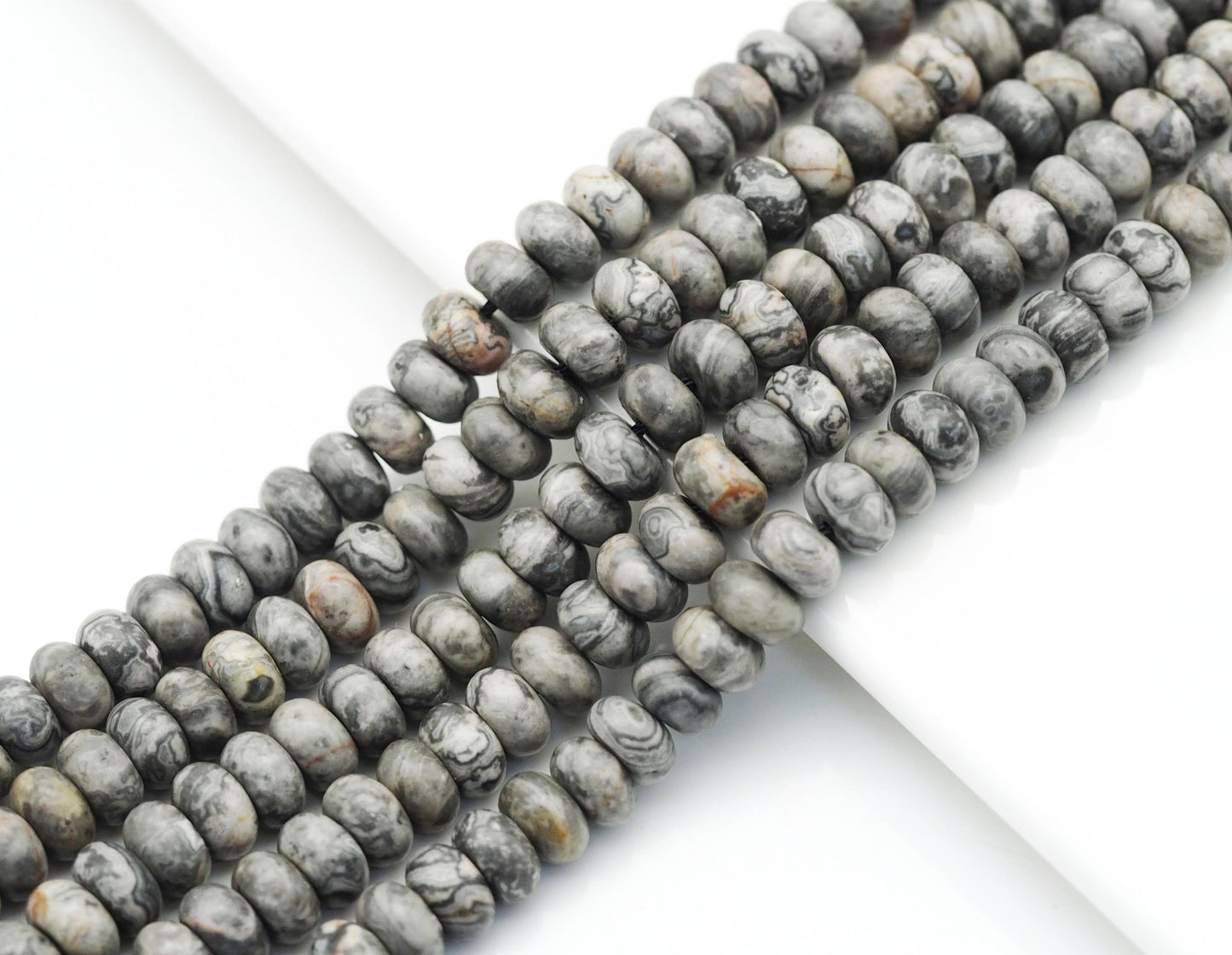 Genuine Map Jasper Rondelle Smooth Beads, 5x8mm, Sku#U1418