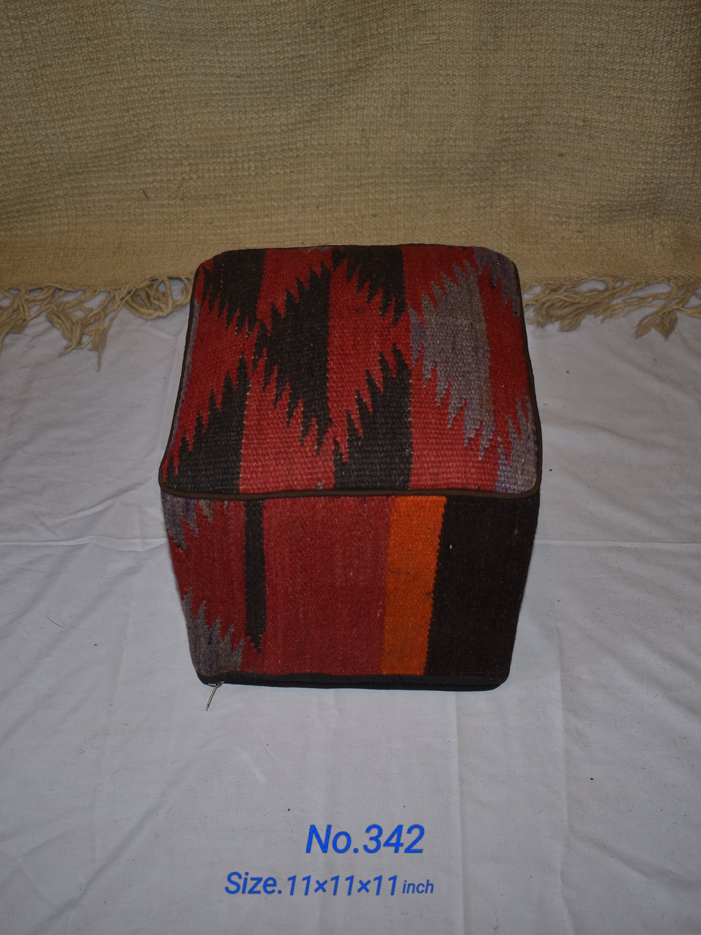 One of a Kind Kilim Rug Pouf Ottoman foot stool - #342