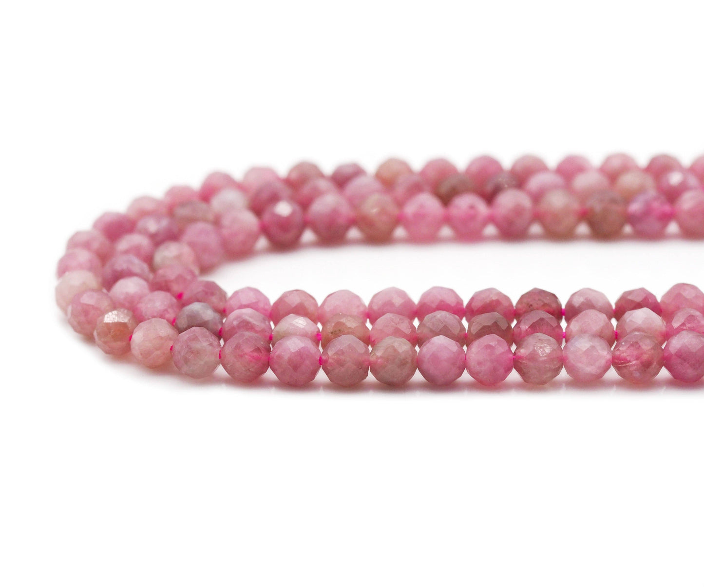Genunie Pink Tourmaline Round Faceted Beads, Sku#U1400