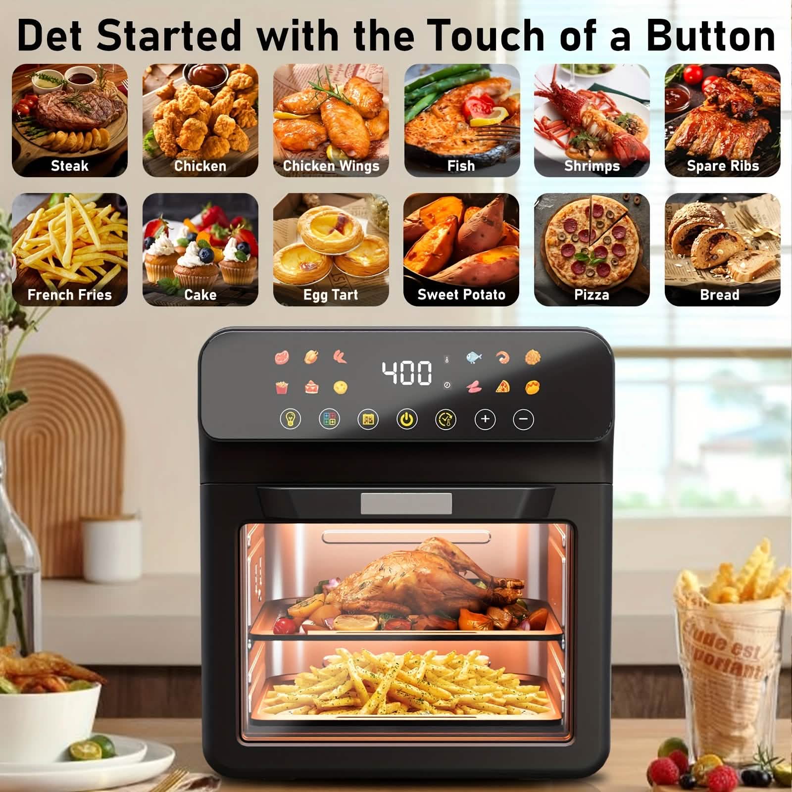 12QT 12-in-1スマートエアフライヤーオーブン