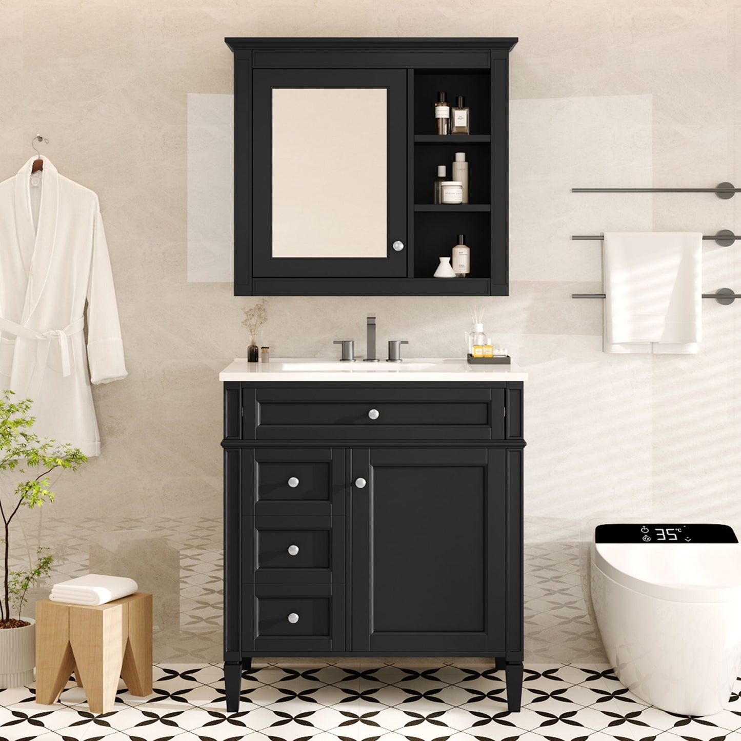 Bathroom Vanity With Medicine Cabinet and Storage