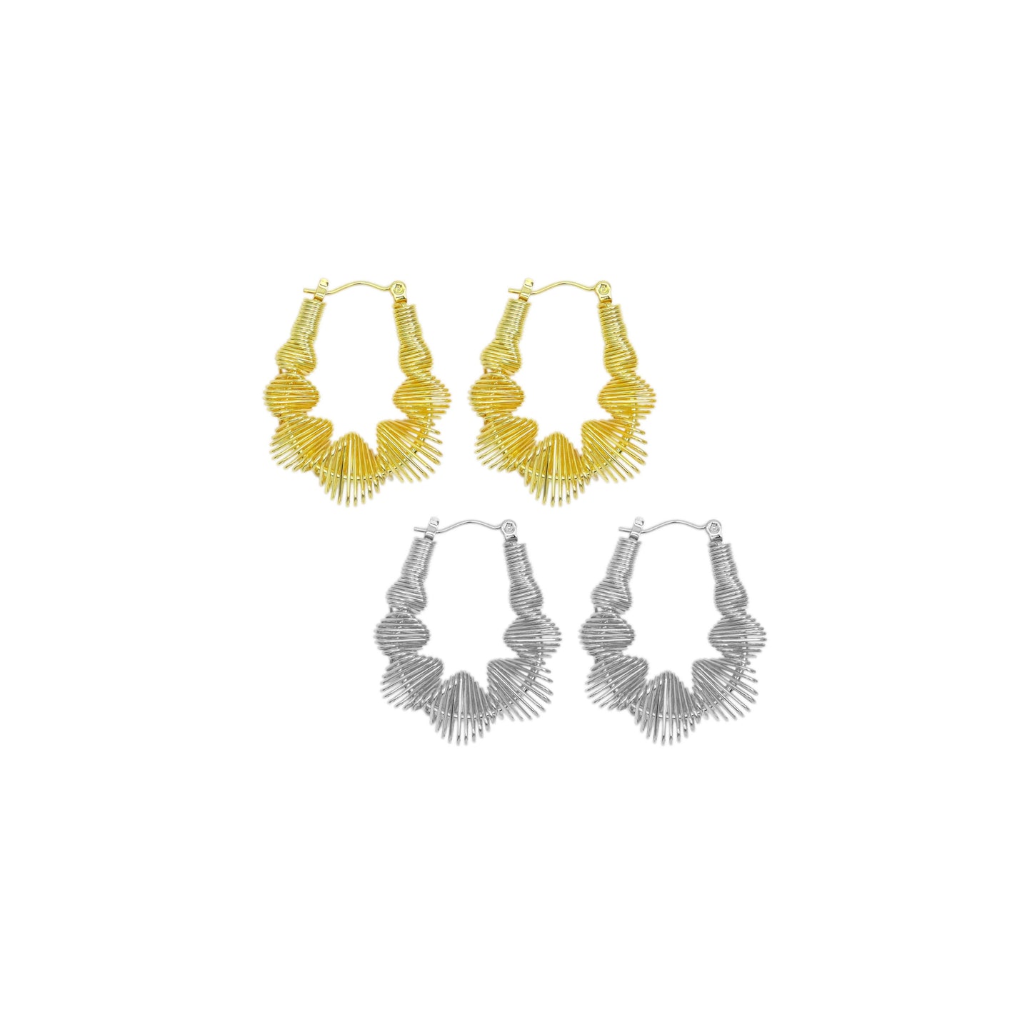 Gold Silver DNA Swirled Oval  Earrings, Sku#A238