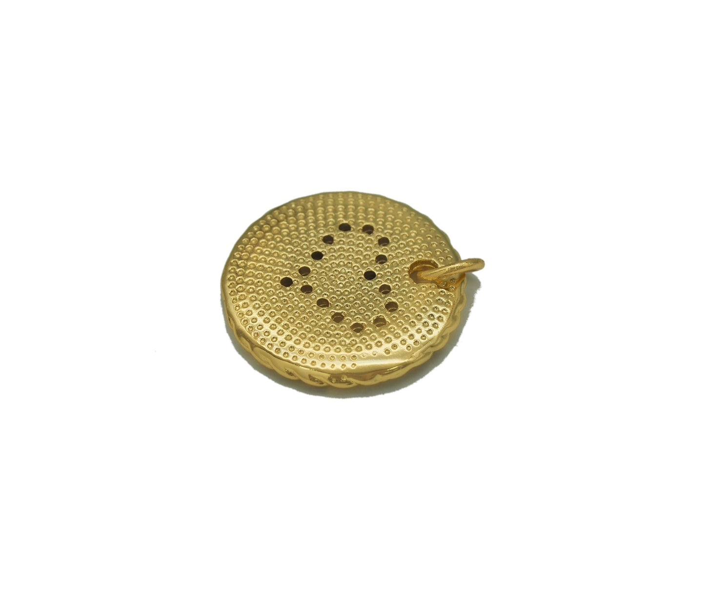 CZ Heart on Round Coin Charm, Sku#LK645