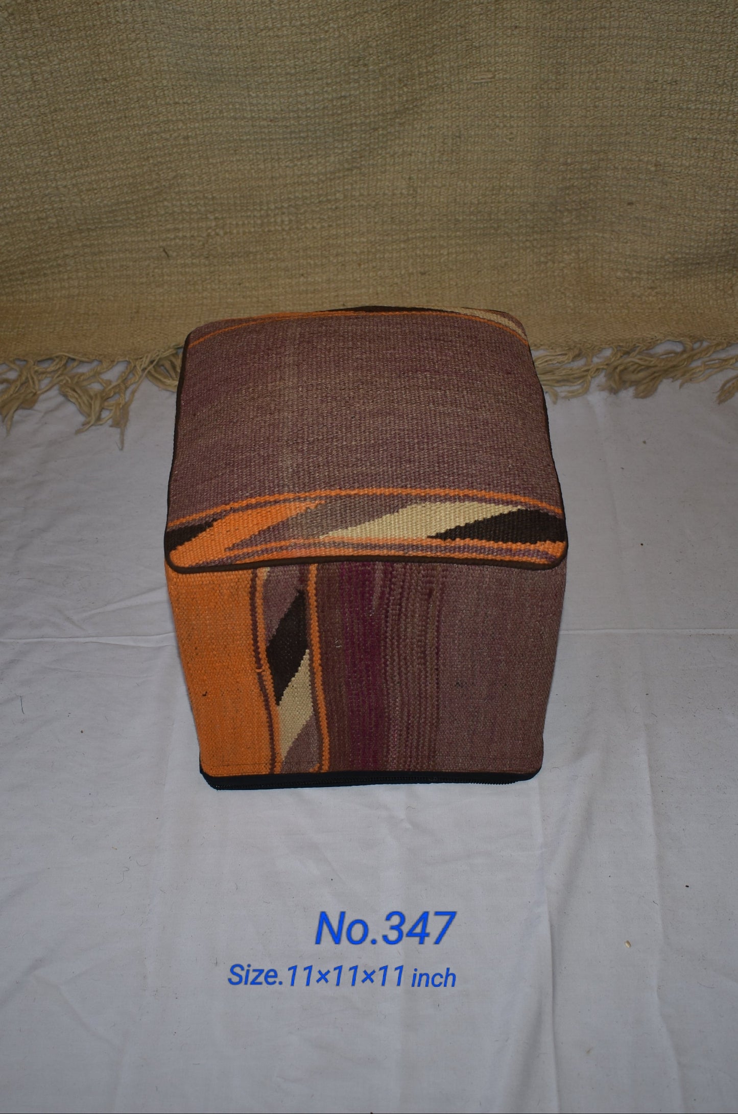 One of a Kind Kilim Rug Pouf Ottoman foot stool - #347
