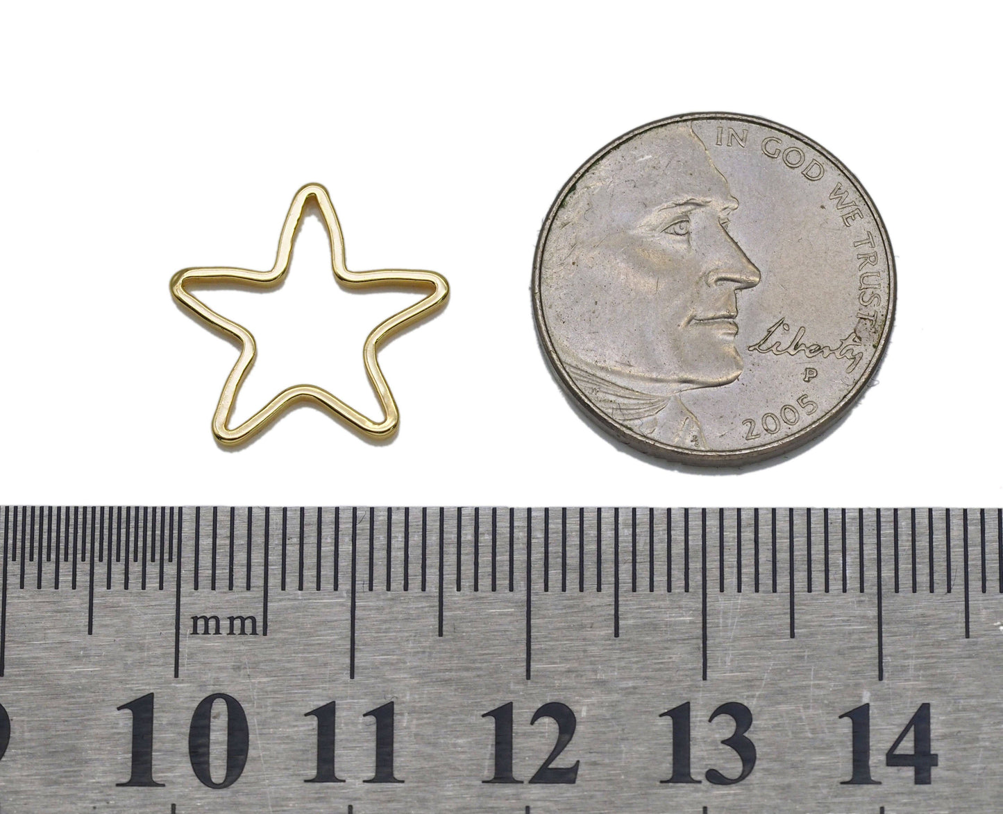 Gold Five Star Frame Shape Charm, Sku#ZX104