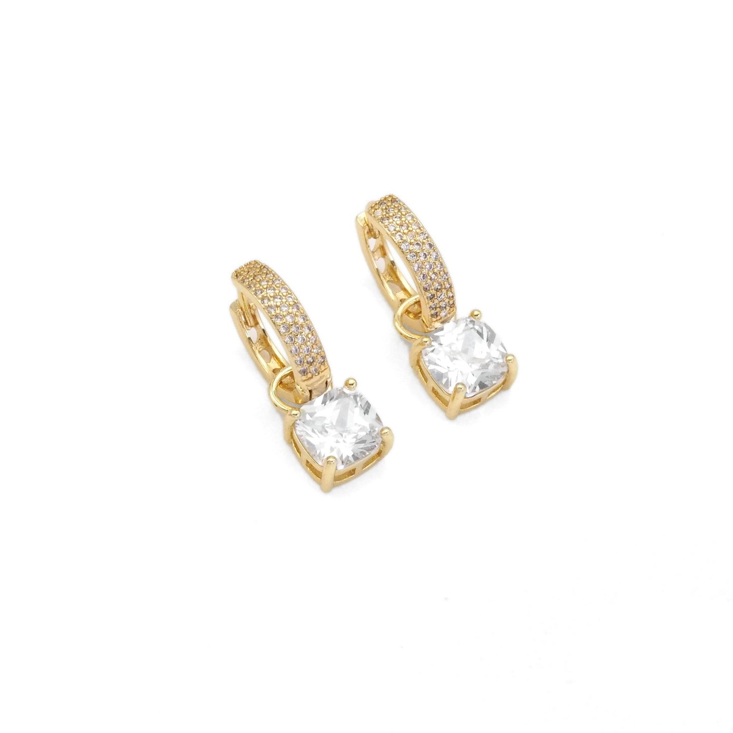 Big CZ Gold Hoop Earrings, Sku#LK833